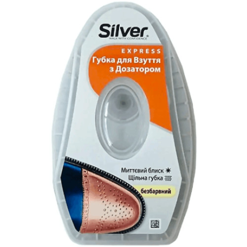 Губка-блеск для обуви Silver с дозатором силикона, натуральная, 6 мл